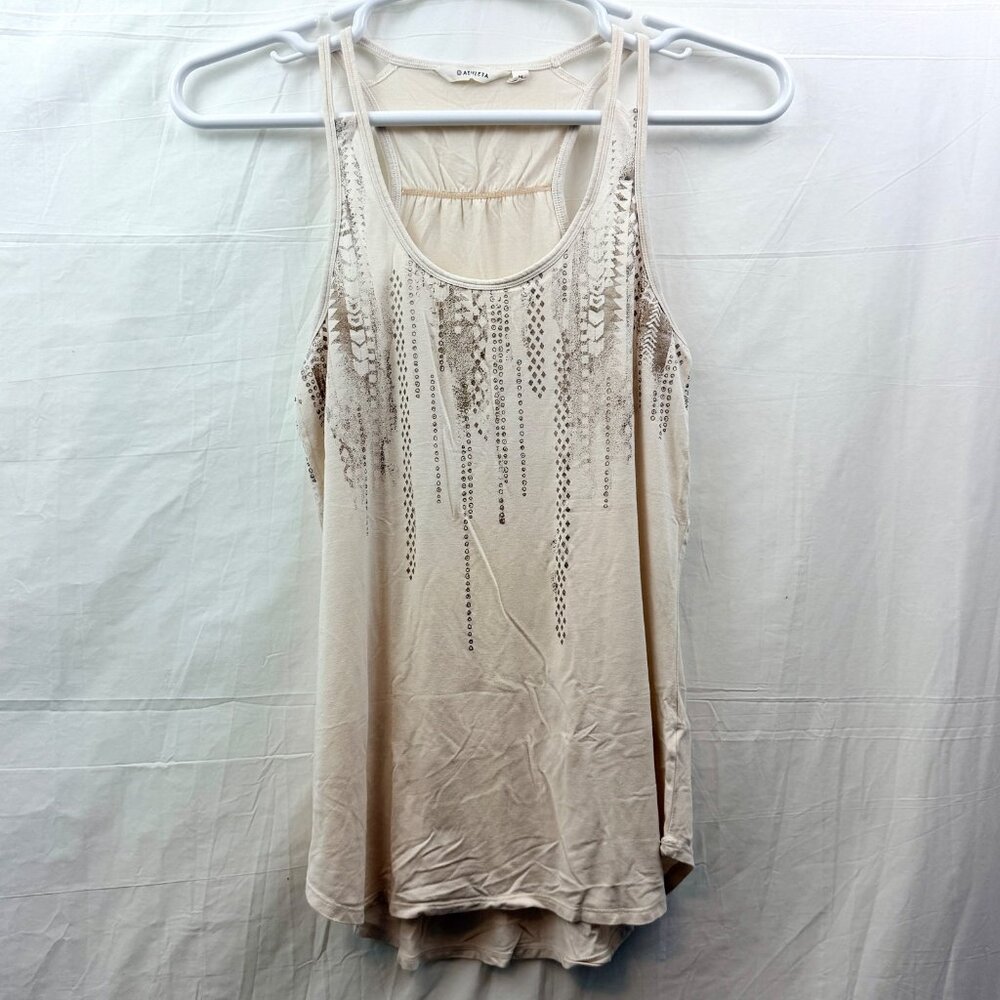 Athleta Diamond Track Pattern Workout Tank Women M White